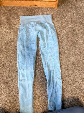 Womens Light Blue Camouflage Leggings